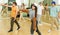 Expressive teen girl dancing krump in choreographic studio