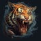 Expressive Tiger A Colorful Fantasy Realism Image With Angry Tiger Holding A Fish