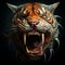 Expressive Tiger Head Artwork With Open Teeth