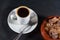 Expresso coffee with German rock sugar Brauner Kandis in bowl