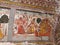 Exquisite ancient paintings on the walls in Jahangir Mahal in orcha, India, Madhya Pradesh