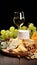 Exquisite Assortment of Cheeses Paired Perfectly with a Crisp Glass of White Wine
