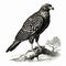 Exquisite Black And White Engraving Of A Perched Hawk