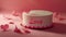 An exquisite cake adorned with the word \\\'Love\\\' and delicate paper heart decorations,