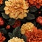 Exquisite and captivating seamless pattern of vibrant marigold flower blooms seen from a top view