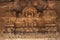 Exquisite carvings above the window on the garbha griha wall, Aihole, Bagalkot, Karnataka. The Galaganatha Group of temples.