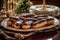 Exquisite chocolate eclairs arranged on a dessert table