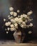 Exquisite Courtesy: A Vase of White Flowers and Magnolias on a T