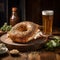 Exquisite Craftsmanship: Bagel With A Glass Of Beer