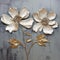 Exquisite Craftsmanship: Gold And Blue White Flower Paintings On Rustic Gray Surface