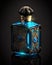 Exquisite Craftsmanship: A Golden Perfume Bottle with Vibrant Colors and Intricate Details>generative AI