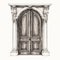 Exquisite Craftsmanship: Vintage Double Door With Frame Arch And Columns