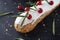 Exquisite cream dessert eclair