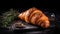 Exquisite Croissant With Herbs And Spices On A Bold Black Background