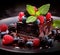 Exquisite Dark Chocolate Dessert with Berries and Mint