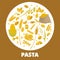 Exquisite delicious Italian pasta advertisement poster with pastry products