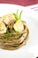 Exquisite dining. Pasta with artichoke.