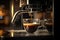 Exquisite Espresso Delight: A Professional Coffee Machine Crafting a Perfect Cup in a Glass, created with Generative AI