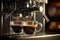 Exquisite Espresso Delight: A Professional Coffee Machine Crafting a Perfect Cup in a Glass, created with Generative AI