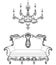 Exquisite Fabulous Imperial Baroque sofa and chandelier engraved. Vector French Luxury rich intricate ornamented