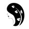 Exquisite female profile with luxurious hair graphic image vector icon.