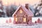 Exquisite Gingerbread House with Intricate Details in a Charming Snowy Landscape