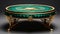 Exquisite Gold And Emerald Glass Table With Intricate Cloisonnism Design