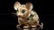 Exquisite Gold Rat Figurine With Green Stone Inlays