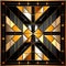 Exquisite golden stained glass pattern with symmetrical arrangement