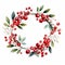 Exquisite Hand Painted Watercolor Cranberry Wreath Clipart