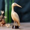 Exquisite Handmade Wooden Stork Bird Carving On Base
