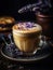 Exquisite Honey Lavender Latte with Purple Blossoms and Sweet Honey Drizzle, Generative AI