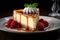 An exquisite indulgence creamy cheesecake slice beckoning on a plate