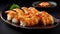 An exquisite Japanese-style prawn dish: succulent tempura-battered prawns, fried to golden crisp