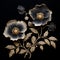 Exquisite Metal Flower Decorations On Black Background