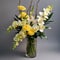 Exquisite Orchid And Yellow Rose Arrangement In A Clear Vase