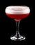 Exquisite original cocktail, decorated with colorful grains. On dark background