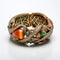 Exquisite Photorealistic Bracelet With Green, Red, And Yellow Stones