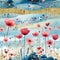 Exquisite poppy field with layered composition in dreamy landscapes (tiled