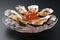 Exquisite presentation of fresh oysters in rich gelatinous sauce, gourmet seafood delicacy