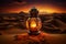 Exquisite Ramadan lantern in desert. Generate AI