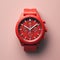 Exquisite Red Chronograph Watch With Photorealistic Rendering