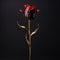 Exquisite Red Tulip With Gold Leaf: Minimalistic Gothic Romance Sculpture