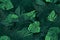 Exquisite Repetitive Seamless Pattern of Vibrant Tropical Green Leaves, Lush Foliage, , Created by Generative AI