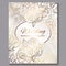 Exquisite royal luxury wedding invitation, gold on white background with frame and place for text, lacy foliage made of roses or