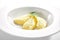 Exquisite Serving Mashed Potato or Mash on White Plate Isolated