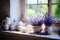 Exquisite shabby chic interior design with elegant lavender flowers as a charming focal point