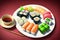 exquisite sushi platter, assorted fresh rolls