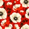 Exquisite top view poppy flower blooms seamless pattern for captivating and mesmerizing designs