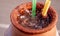 Exquisite traditional Mexican jarritos from Jalisco with lemon soda, tequila, tamarind and ice with a straw on top